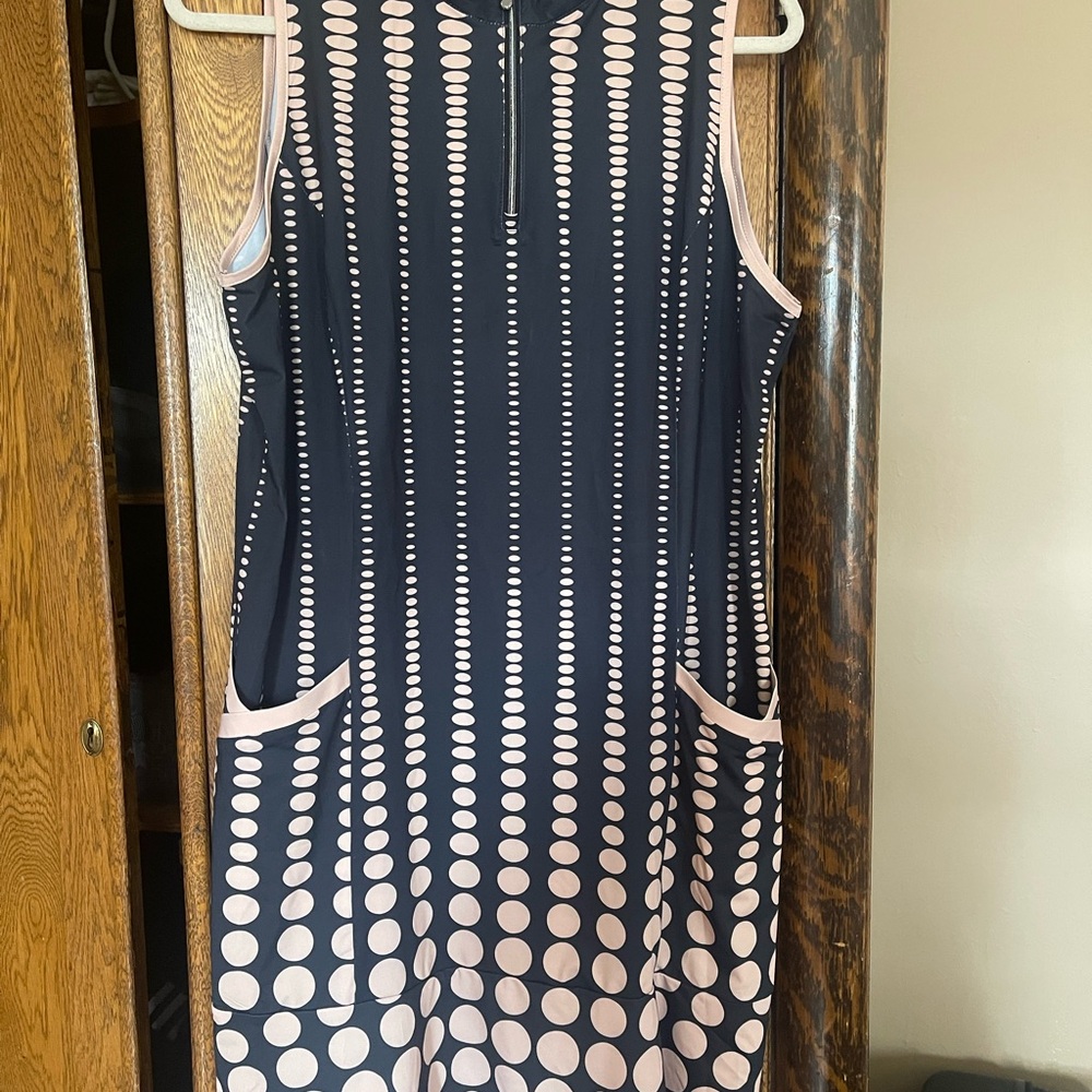 Elegant black and tan Polka Dot golf Dress